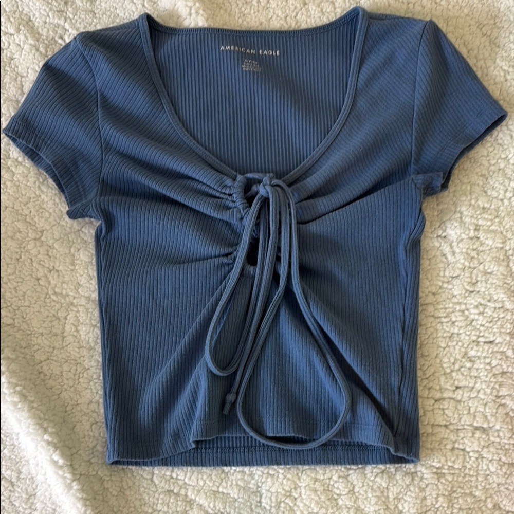 American Eagle Outfitters Blue Ribbed Women's Top